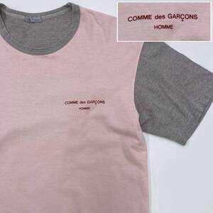 AD2000 田中オム COMME des GARCONS HOMME ロゴ Tシャツ ピンク コムデギャルソンオム 半袖 カットソー Tee 00s VINTAGE archive 3020011