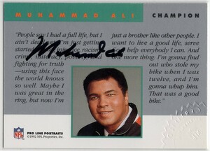 Muhammad Ali ＜ 92 NFL Pro Line Portraits ＞ 直書き 直筆サイン 刻印入　モハメド・アリ　ムハマド・アリ