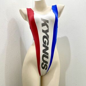 33 本物キグナスKYGNUSレースクイーンレオタード(M〜Lサイズ程度)★超ハイレグTバック光沢トリコロールカラー★伸縮性あり男性も