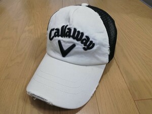 『Callaway キャロウェイ』【 アメリカンダメージメッシュキャップ】◆ホワイト×ブラック