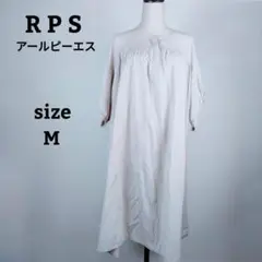 RPS アールピーエス 麻 コットン 半袖 シャツ ワンピース M ベージュ