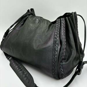 1円 良品 ボッテガヴェネタ BOTTEGA VENETA ショルダーバッグ イントレチャート オールレザー しぼ革 レディース メンズレディースグリーン