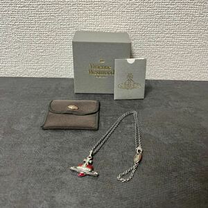 M【売り切りVivienne Westwood ヴィヴィアンウエストウッド ディアマンテ ネックレス ペンダント アクセサリー シルバー系×レッド系FD9472