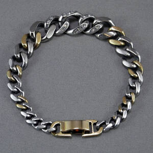 amp japan グラデーション喜平ブレスレット Gradation Cavarly Chain Bracelet Wide スワロフスキー