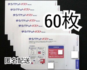 折らずに匿名配送 ゆうパケットポストmini封筒(ゆうパケットポストミニ封筒)×50枚+10枚=60枚組 折り曲げず防水梱包追跡番号付匿名配送即納