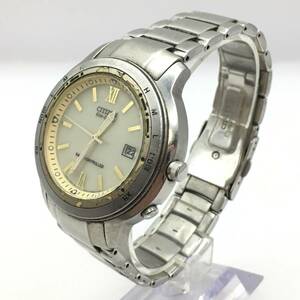 ○L242-99 CITIZEN/シチズン エコドライブ 3針 Date デイト メンズ 電波ソーラー 腕時計 A412-T005497 Y 稼働品