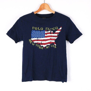 ポロ・ラルフローレン Tシャツ 半袖 アメリカ国旗 コットン100％ トップス レディース Sサイズ ネイビー POLO RALPH LAUREN