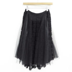 FOXEY DAISY FLOWER LACE TULLE SKIRT フォクシー デイジー フラワー レース チュール スカート ブラック