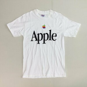 ■[送料198円] 90s USA製 Hanes ヘインズ Apple 企業ロゴ レインボーロゴ 袖裾シングルステッチ Tシャツ トップス レディース M /0.18kg■