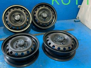 〈K611〉ホイール4本セット　スチール　HONDA 12インチ3.50B オフセット+44 PCD4H100 ハブ56mm ボルト穴15mm