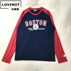 MLB　ボストンレッドソックス　長袖Tシャツ　ラグラン　ネイビー　M