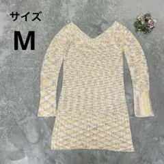 【Sheerry 】ニットチュニック　セーター　Ｖネック　ミックスカラー　M