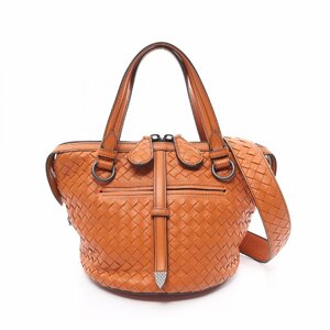 ボッテガヴェネタ イントレチャート ブランドオフ BOTTEGA VENETA レザー ハンドバッグ レザー 中古 レディース