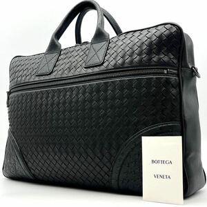 2502【極希少・極美品】BOTTEGA VENETA ボッテガヴェネタ ビジネスバッグ イントレチャート オーストリッチ A4可能 レザー 本革 メンズ 黒