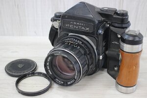 【行董】PENTAX ペンタックス 中判カメラ 中判フィルムカメラ 6×7 レンズ TAKUMAR 1:2.4/105 木製グリップ付 ビンテージ AZ999BOM36