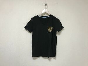 本物ギルドプライムGUILDPRIMEコットンポケット星刺繍Vネック半袖TシャツメンズアメカジサーフミリタリースーツビジネスS黒ブラック36