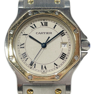 中古/ CARTIER カルティエ スイス製クオーツ 腕時計 W2001583 サントスオクタゴン LM コンビ レディース シルバー 20469165