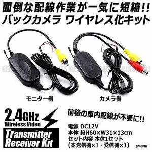 送料無料 バックカメラ ワイヤレス化キット トランスミッター 無線 2.4GHz 送信機受信機 セット 作業時間短縮 車内配線不要 12v セーフティ