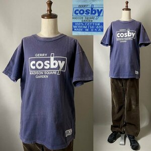 ★【USA製 90s 希少 ビンテージ 雰囲気◎ ナス紺 カラー 裾タグ】GERRY COSBY ジェリーコスビー コットン100％ ロゴ Tシャツ M ネイビー