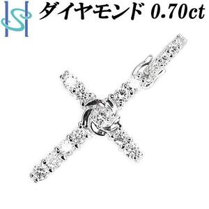 年末大感謝祭【最大40%OFF】ダイヤモンド ペンダントトップ 0.70ct Pt850 十字架 クロス バラ 花 フラワー 送料無料 美品 中古 SH105549