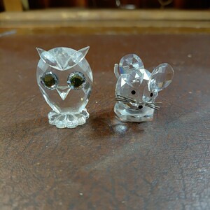 SWAROVSKI スワロフスキー フクロウ 3.5cm　ネズミ3cm セット 置物