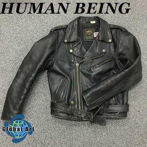 ★E04876/HUMAN BEING ヒューマンビーイング/ライダースジャケット/サイズ 38/革 レザー/ブラック