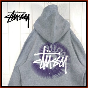 【STUSSY】パープル　サークルロゴ　裏起毛　プルオーバーパーカー