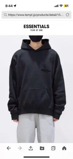 ESSENTIALS FEAR OF GOD ブラックパーカー