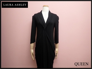 LAURA ASHLEY ストレッチワンピース・UK8/XS△ローラアシュレイ/黒/22*10*1-29