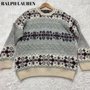 良品 Lサイズ ラルフローレン RALPH LAUREN ニット セーター ノルディック柄 90