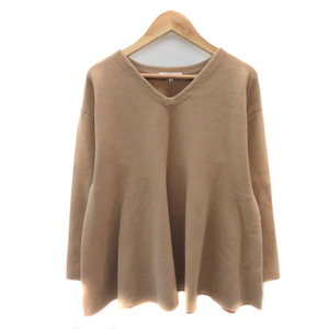 ナチュラルビューティーベーシック NATURAL BEAUTY BASIC ニット カットソー 長袖 M ベージュ /YK19 レディース