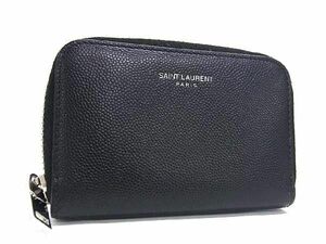 1円 ■極美品■ SAINT LAURENT サンローラン レザー コインケース コインパース 小銭入れ カード入れ メンズ ブラック系 FD2491