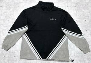 90s adidas アディダス デサント製 モックネック スウェット ツートン　　90年代 DESCENTE スリーストライプ トレーナー ビンテージ 柳9031