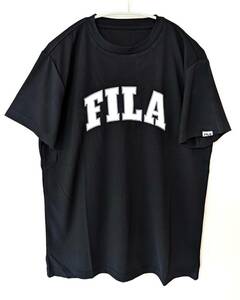 【新品】タグつき ☆FILA　フィラ　メッシュ半袖Tシャツ　ブラック　黒　メンズ　サイズLL　吸水冷感　保湿冷感　UVカット　ビッグロゴ☆