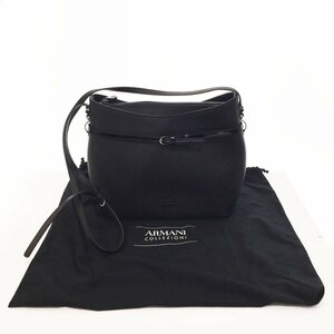 ◆未使用 ARMANI COLLEZIONI アルマーニコレツォーニ レザーショルダーバッグ レディース ブラック 本革 エナメル パテント 4BC/42284