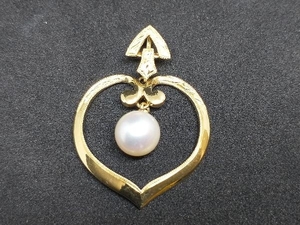 MIKIMOTO ミキモト K14 1Pパール ハートモチーフ ペンダントトップ ブランドアクセサリー 14K YG 14金 イエローゴールド 揺れる 店舗受取可