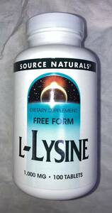 匿名配送！送料無料！追跡可！発送補償！L-Lysine 期限は２０２7年以降の長い物ソースナチュラルズ社　L－リジン1000ｍｇ１００粒×1