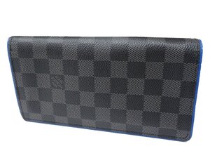 【良品】ルイヴィトン/LOUIS VUITTON ダミエ グラフィット ポルトフォイユ・ブラザ N41688 メンズ 二つ折り 長財布 SP4107 ブルー