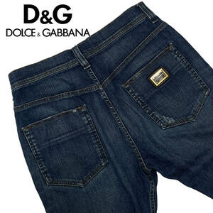 D&G ドルチェ＆ガッバーナ BOYISH siz.38 (約78cm) メタルプレート レディース 大きいサイズ イタリア製 デニムパンツ ジーンズ