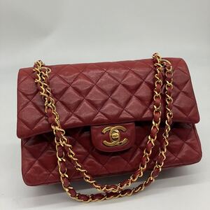 美品 CHANEL シャネル マトラッセ 23 レッド 赤 チェーンショルダーバッグ ハンドバッグ ココマーク ラムスキン ゴールド金具