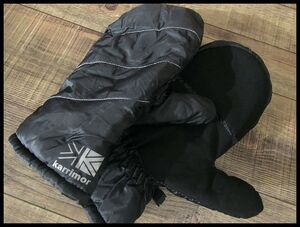 G② ◆ 使用感の少ない極美品 karrimor カリマー ロゴ プリント ナイロン ミトン グローブ 手袋 防寒 冬用 MEN