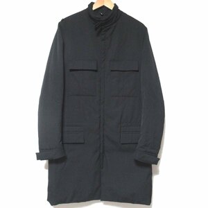 美品 02AW DIOR HOMME ディオールオム エディ期 比翼 ジップアップ スタンドカラーコート 2HH1037584 48サイズ ブラック