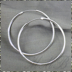 [EARRING] 925 Sterling Silver Plated Big Hoop φ50mm ビック ラウンド フープ シルバー リング ピアス 【送料無料】