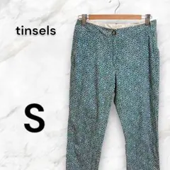 tinsels ティンセルス♡花柄ストレートパンツ　薄手　カジュアル　ブルー　S