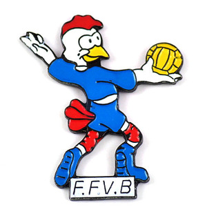 ピンバッジ・バレーボール選手ニワトリ雄鶏 FFVB FEDERATION-FRANCAISE-DE-VOLLEYBALL◆フランス限定ピンズ