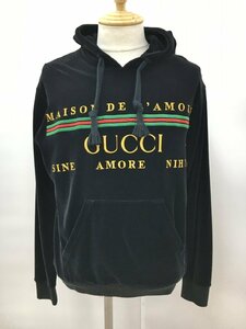 グッチ GUCCI ベロア プルオーバー パーカー XS 長袖 ブラック 日本正規品 イタリア製 2409WS076