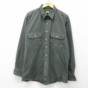 XL/古着 カベラス 長袖 ヘビー フランネル シャツ メンズ 00s 大きいサイズ ロング丈 コットン 緑系 グリーン 24nov02 中古 トップス