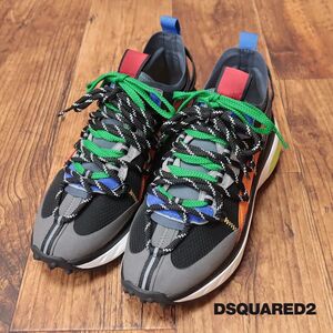 1円/DSQUARED2/40(25-25.5cm)/スニーカー SNM0152 ローカット ハイテクスニーカー アウトドア 新品/黒×グレー×オレンジ/id298/