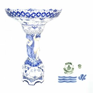 (8-17317)Royal Copenhagen『Blue Fluted Full Lace』ロイヤルコペンハーゲン コンポート ブルーフルーテッド 希少 廃盤【緑和堂】