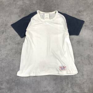 GQ202◇LEFT FIELD : USA製 ラグランTシャツ◇M◇ネイビー/キナリ レフトフィールド